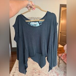 We The Free Blue Asymmetrical Sleeveless Crop Top